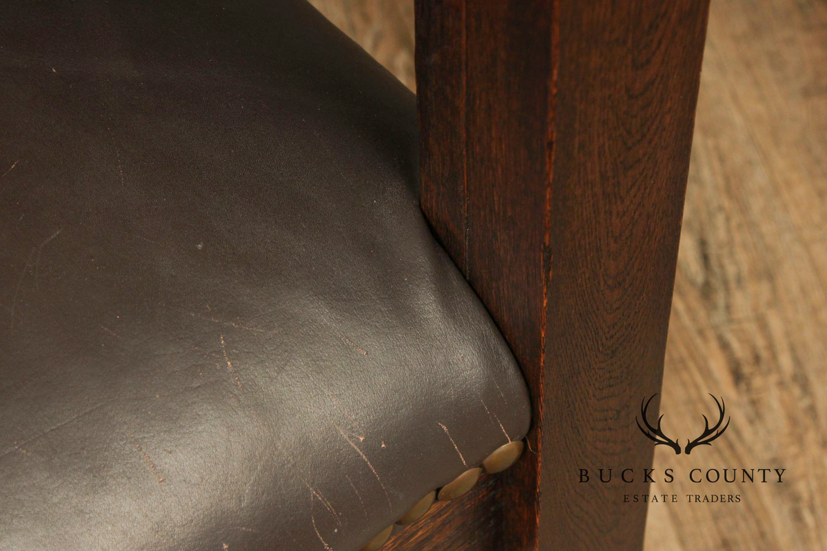 Antique Mission Arts And Crafts Oak Even Arm Settle Bench