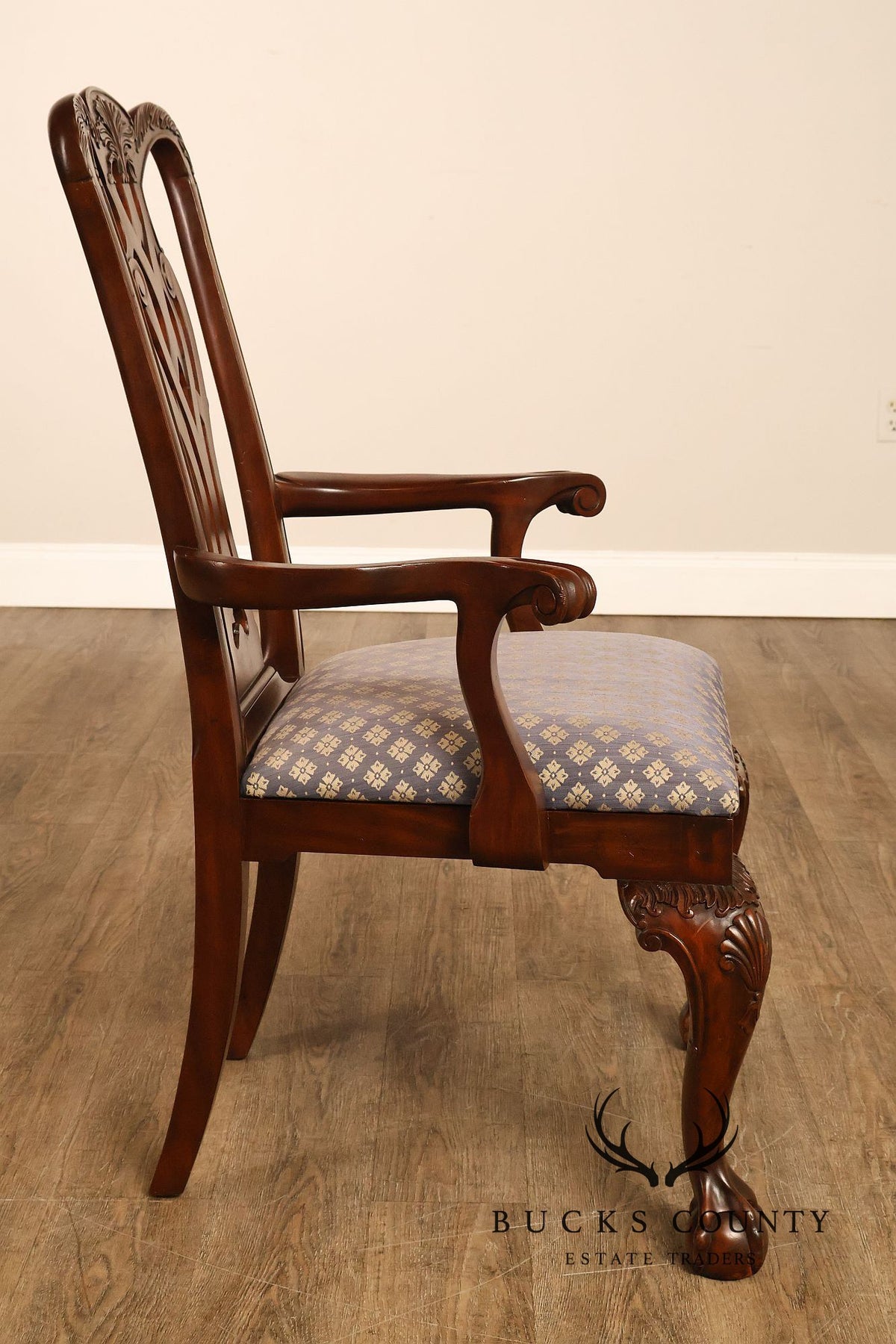 Maitland Smith Chippendale Style Pair Of Mahogany Armchairs