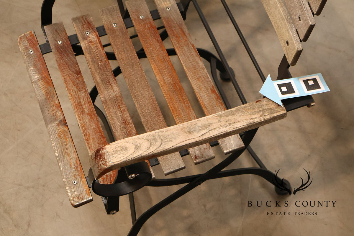 French Style Teak and Wrought Iron Five-Piece Bistro Set