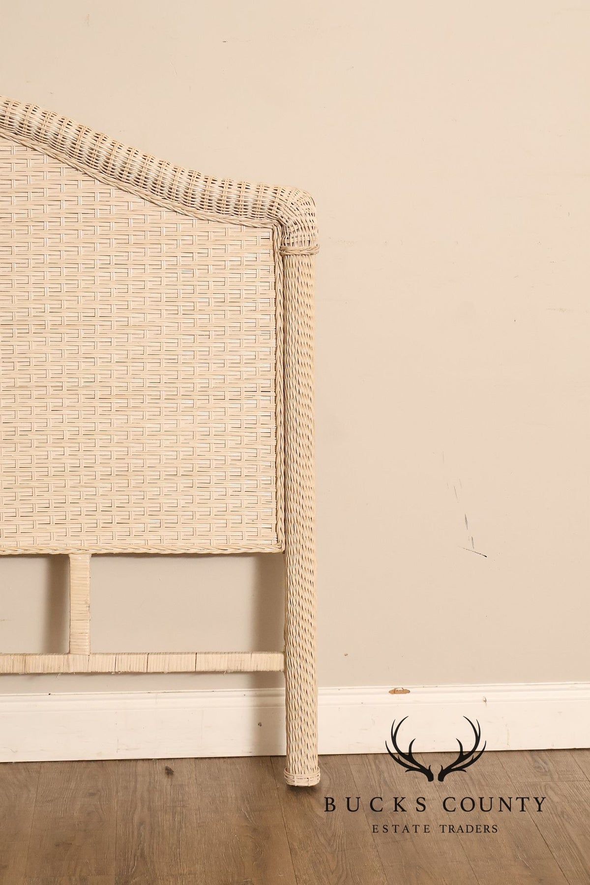 Coastal Style Vintage Full Wicker Headboard