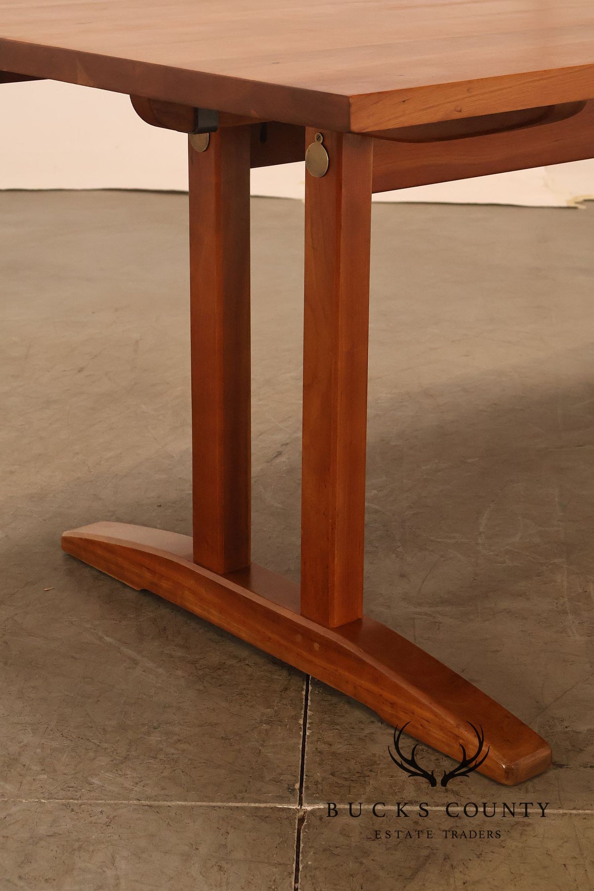 Stickley Cherry Double Pedestal Extension Dining Table With Two Leaves
