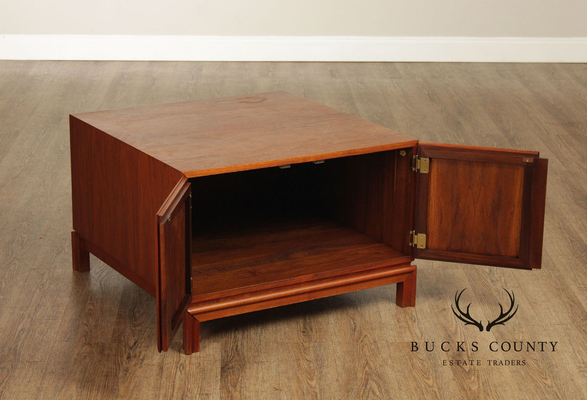 Brown Saltman Mid-Century Modern Walnut Cube Cabinet Coffee Table