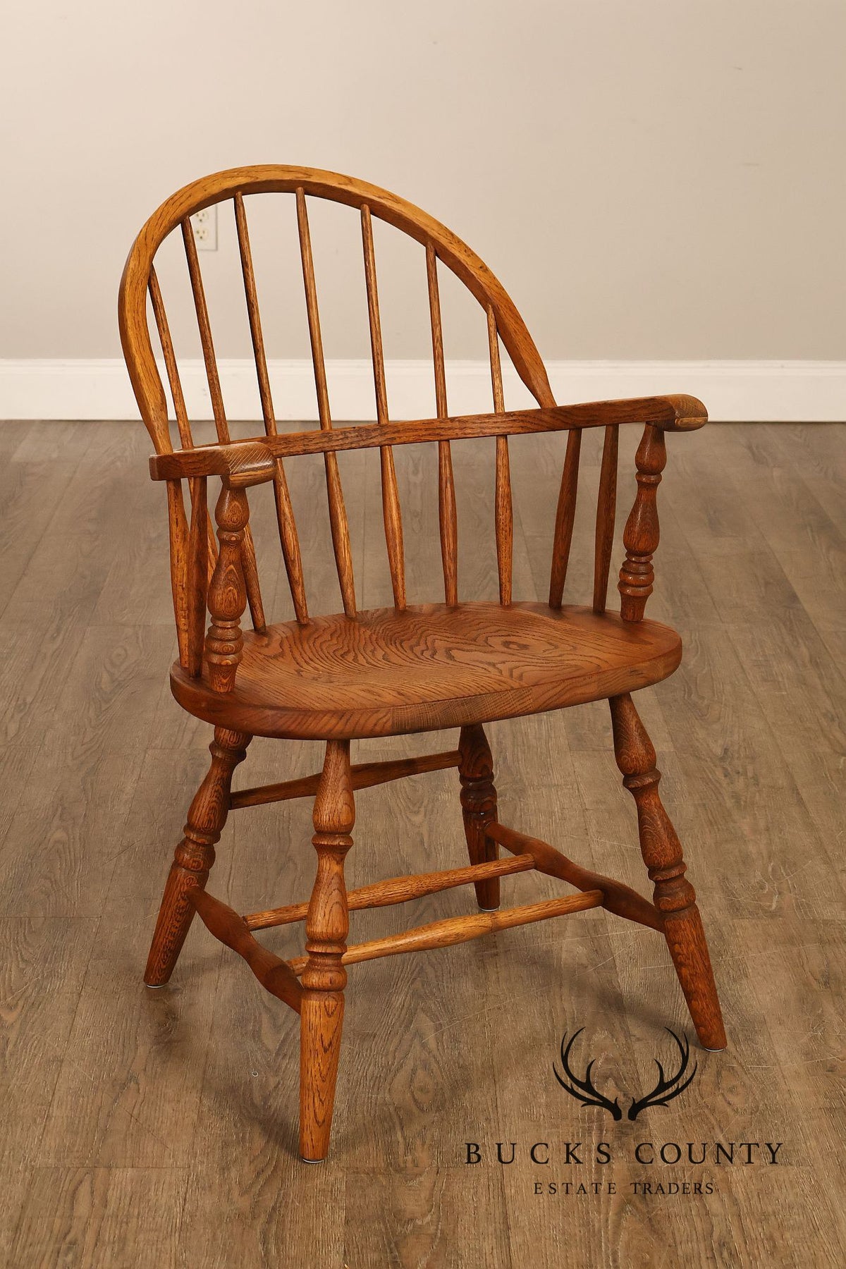 Vintage Pair of Oak Windsor Armchairs