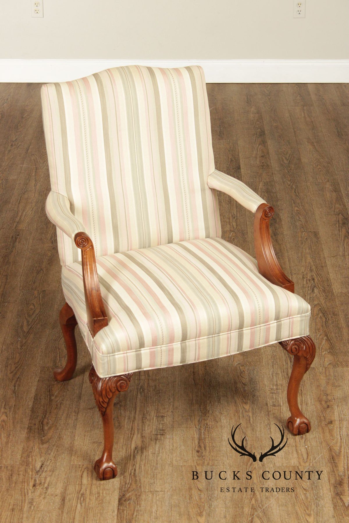 Sam Moore Chippendale Style Pair of Library Armchairs