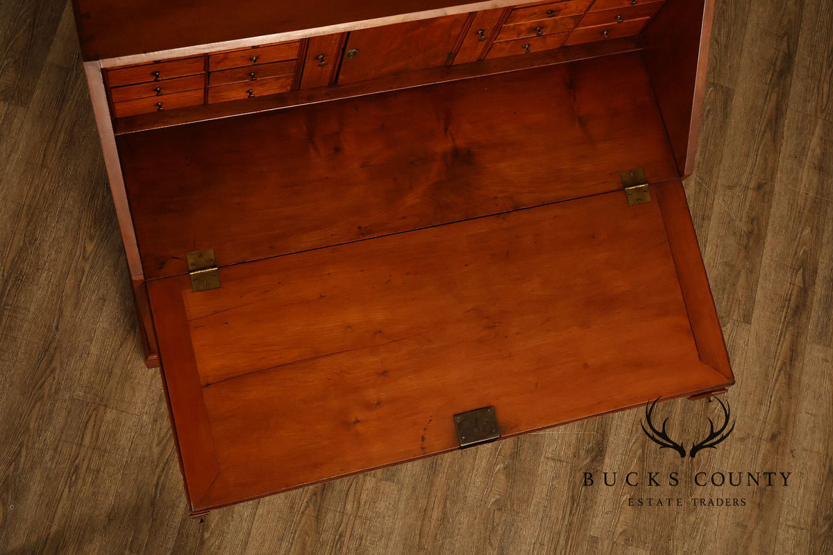 Antique Traditional Cherry Slant-Front Secretary Desk With Secret Compartments
