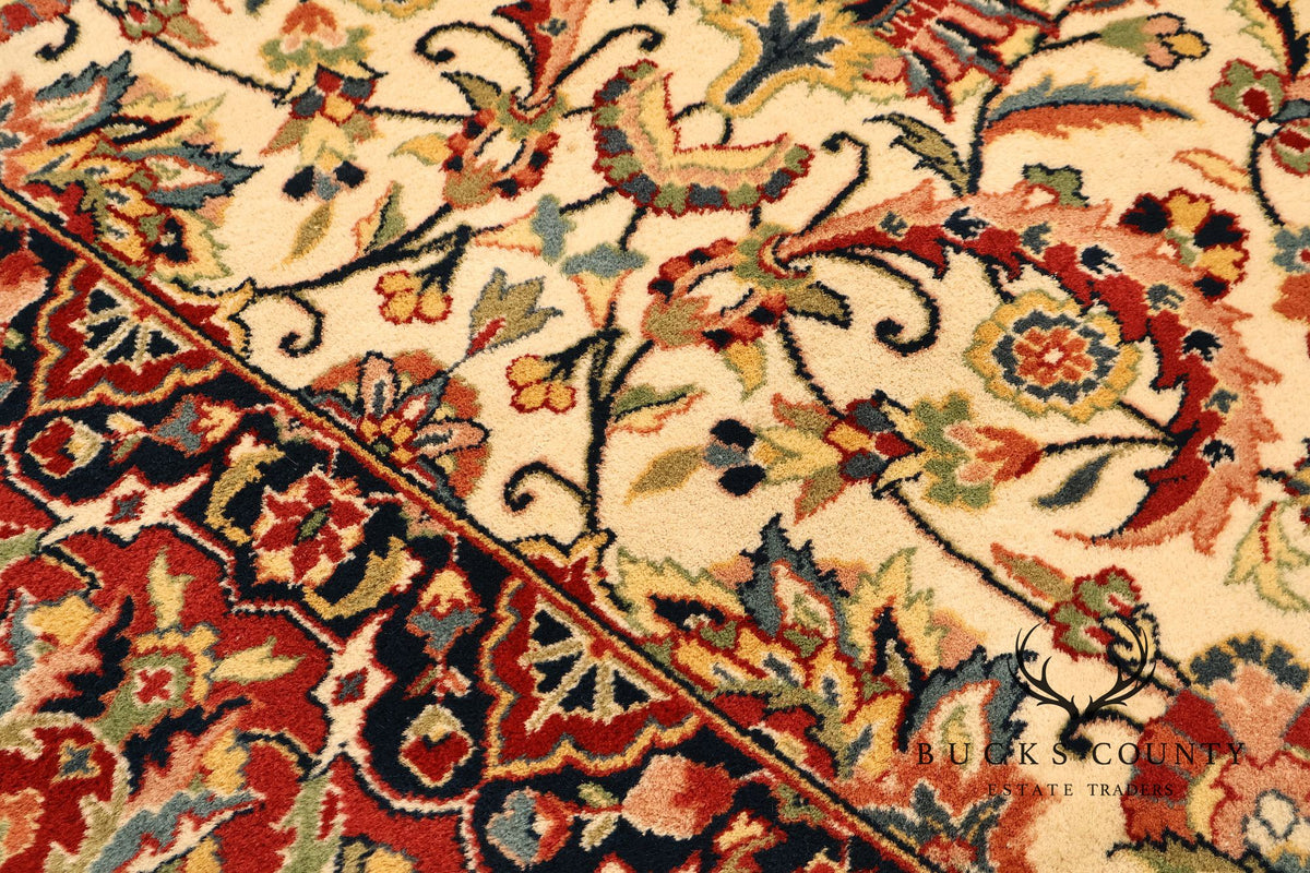 Hand Knotted Kashan Style Wool Area Rug 9x12 Floral Medallion