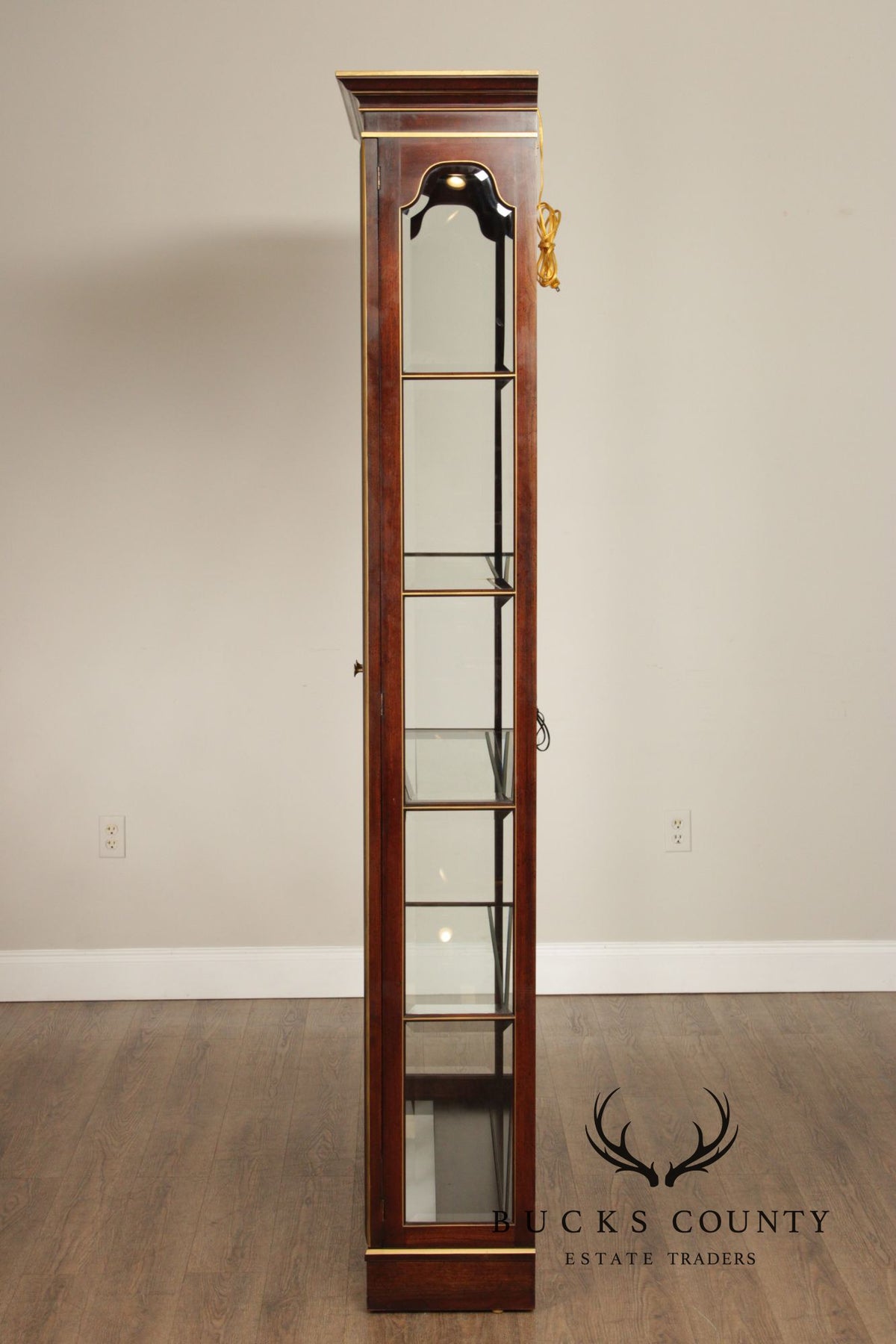 Union National Traditional Cherry Lighted Two Door Display Cabinet