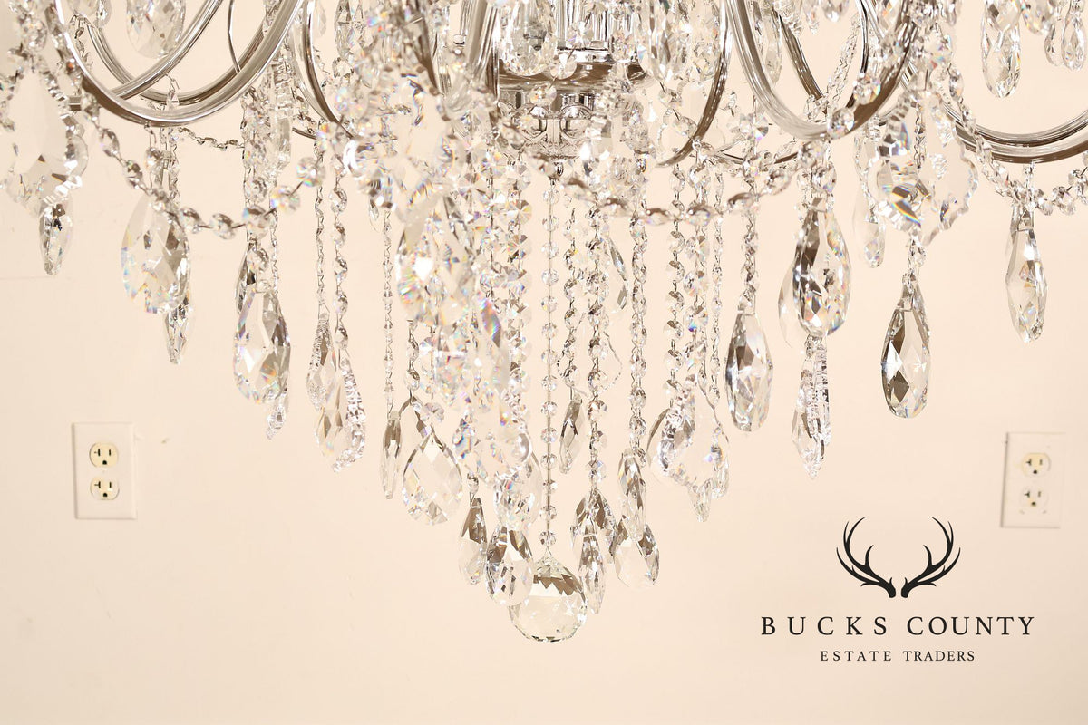 Schonbek Twenty-Light Crystal Two-Tier Polished Silver Chandelier