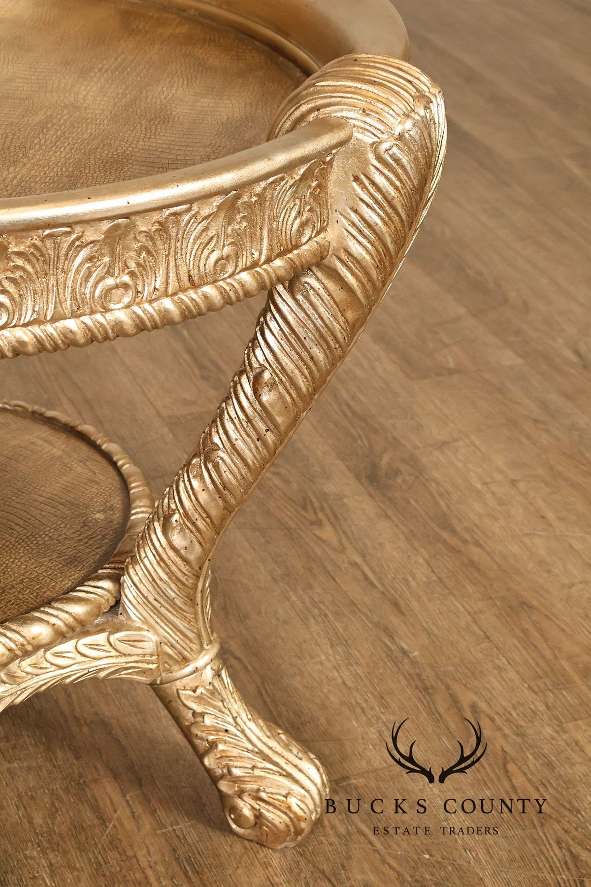Hollywood Regency Style Pair of Gilt Side Tables