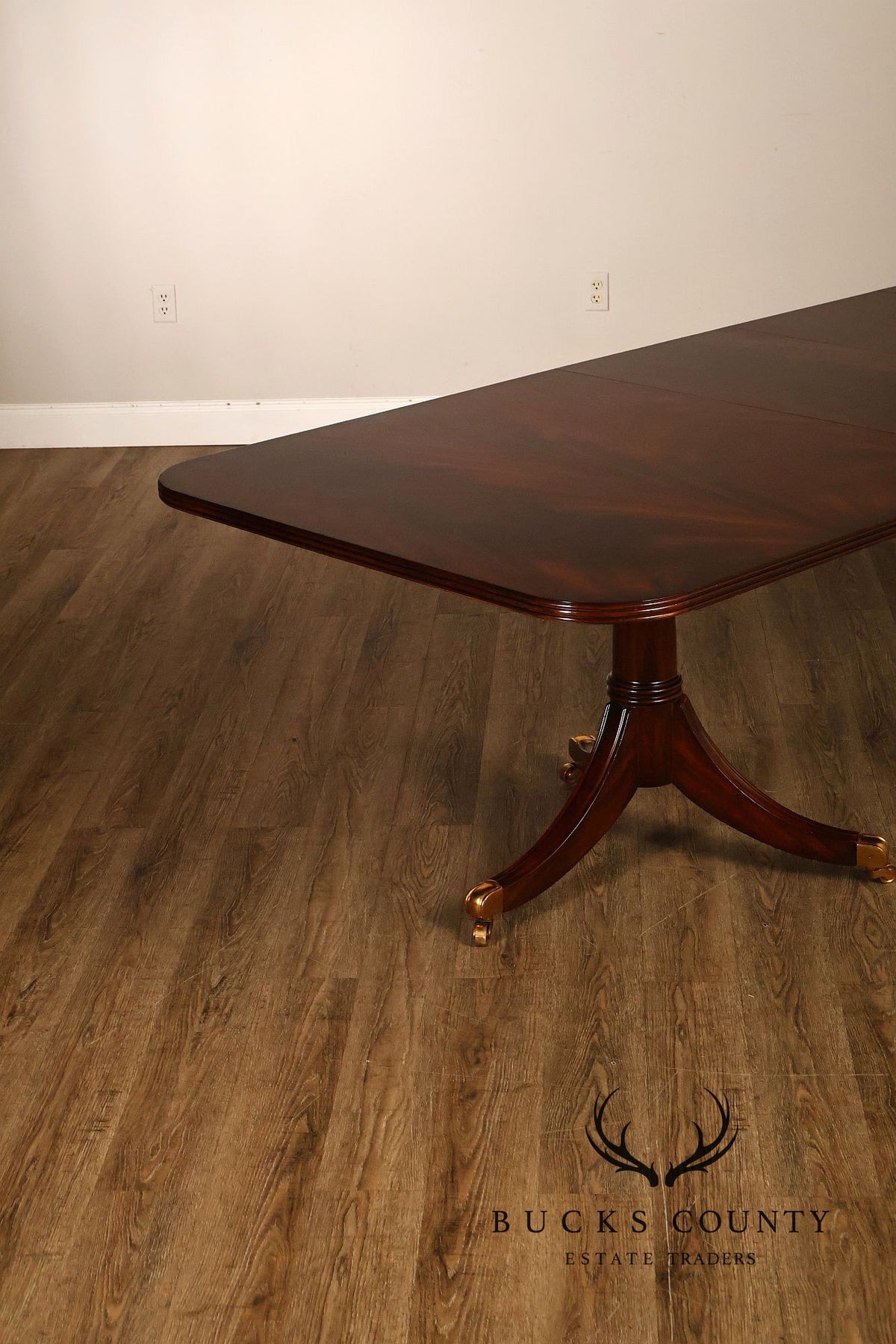 Maitland-Smith Mahogany Double Pedestal Extension Dining Table With Two Leaves
