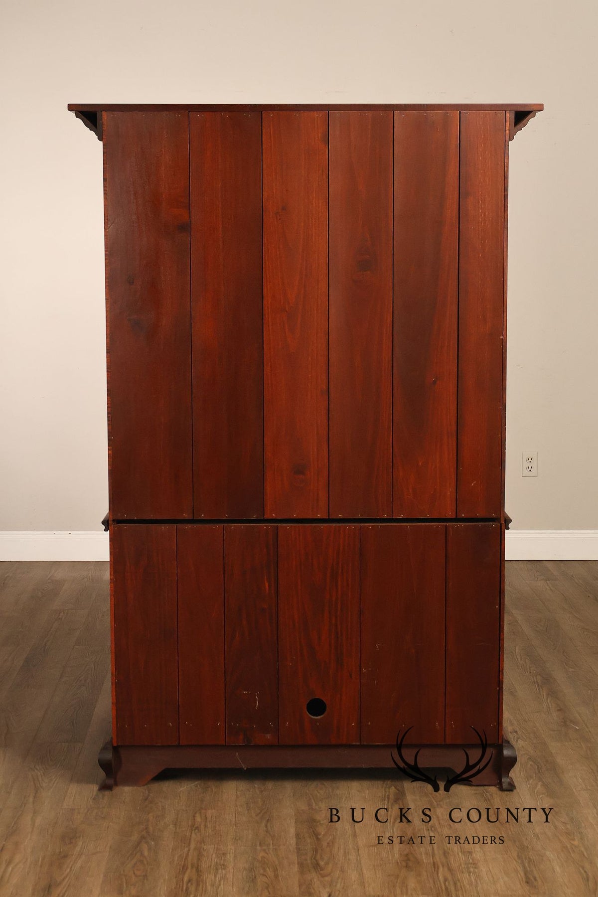 Custom Tiger Maple Two-Piece Four-Door Cabinet Armoire