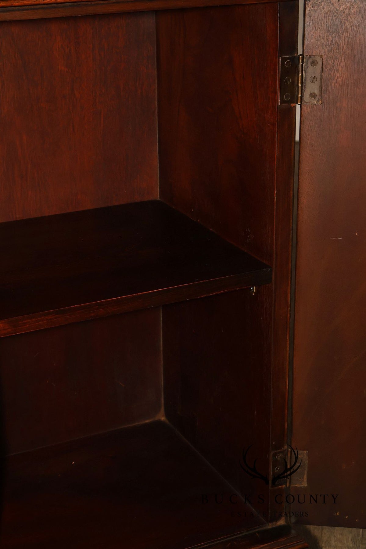 Georgian Style Mahogany Breakfront China Cabinet With Secretary Desk