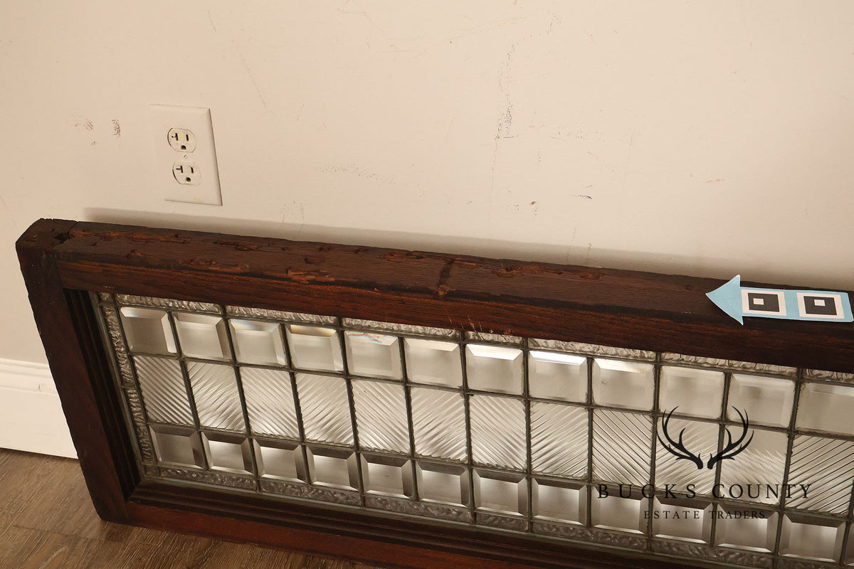 Arts & Crafts Leaded Glass and Oak Transom Window