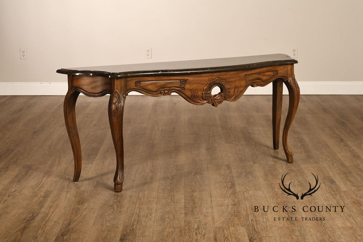 Italian Rococo Style Vintage Faux Marble Top Console