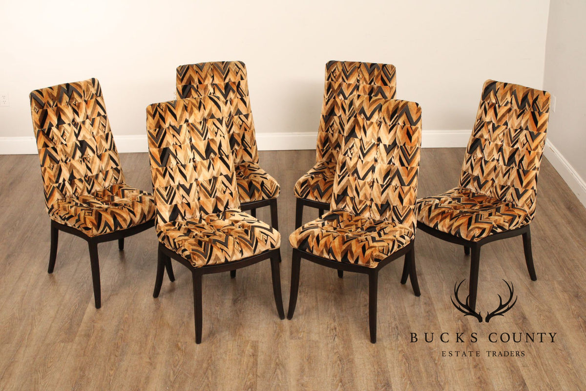 Custom Craft Set Of Six Upholstered Dining Chairs