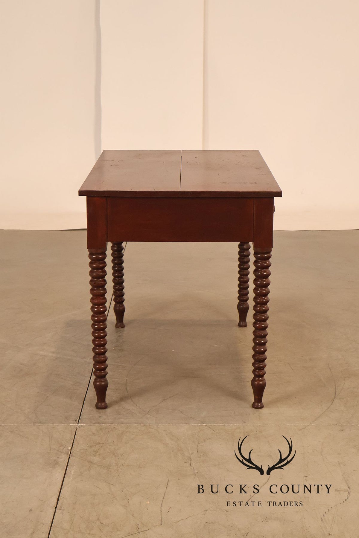 Antique American Turned Leg One Drawer Writing Table