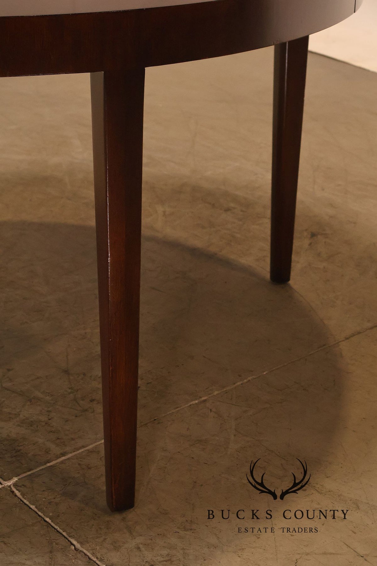 Dunbar Mid Century Modern Round Mahogany Extension Dining Table With Three Leaves