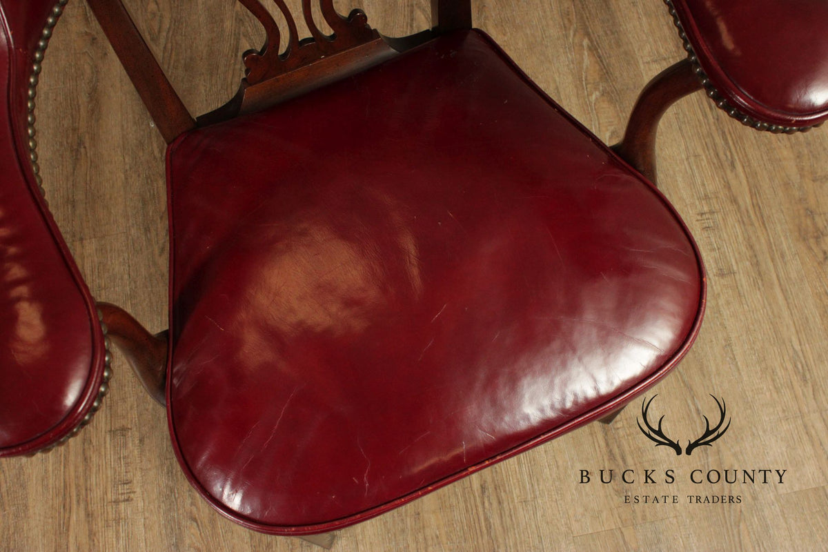 Kittinger Mahogany Chippendale Style Leather Chair