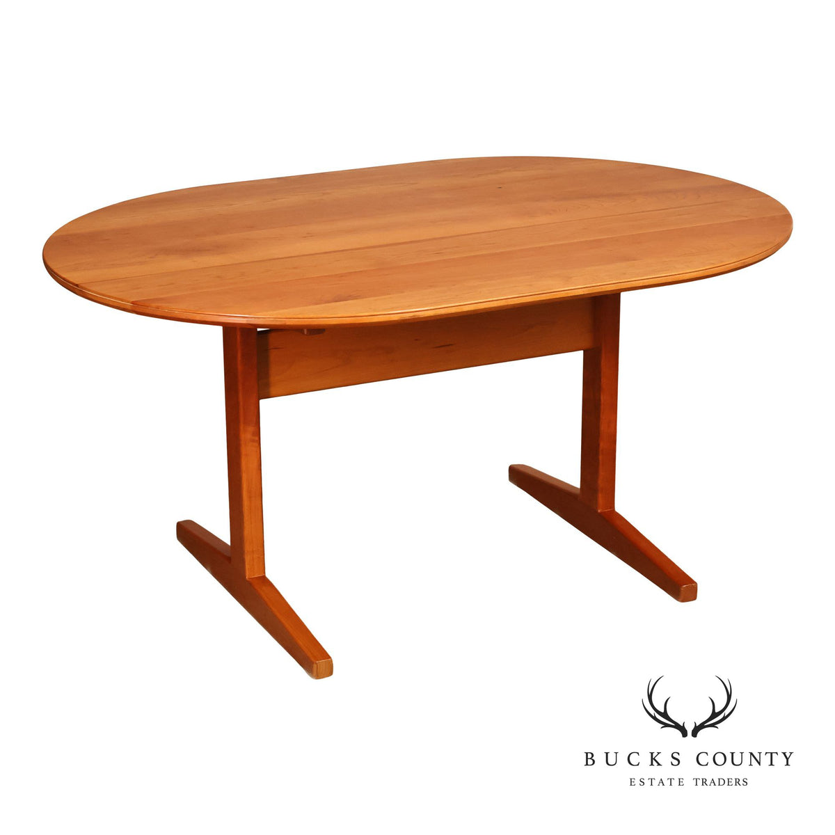Mid Century Modern Oval Wood Dining Table With Trestle Base