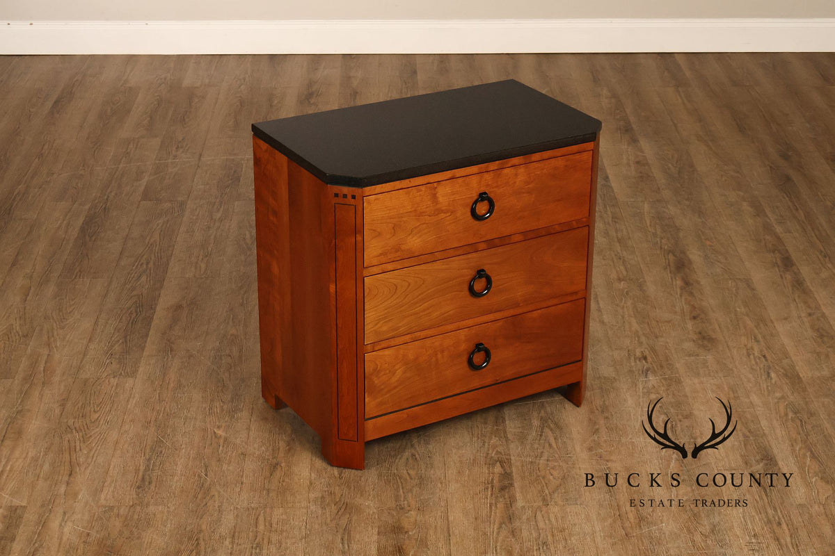 Stickley 21st Century Collection Pair of Granite Top Cherry Nightstands