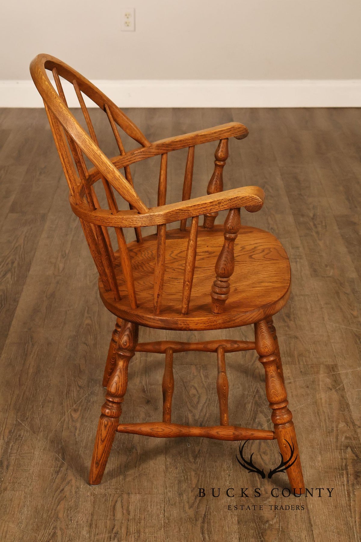 Vintage Pair of Oak Windsor Armchairs