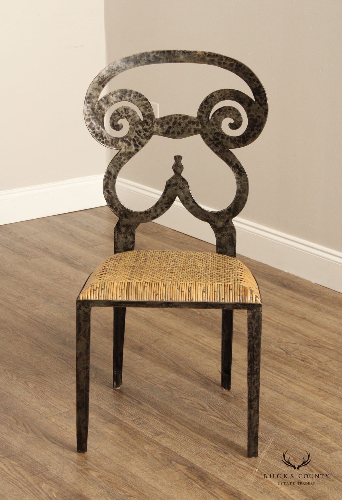 Biedermeir Style Pair Of Forged Iron Frame dining Chairs (originally set of 4)