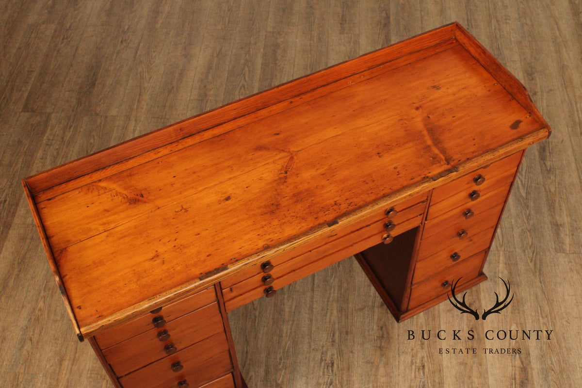 Antique Early 20th Century American Watchmaker’s Workbench With Multi Drawer Storage