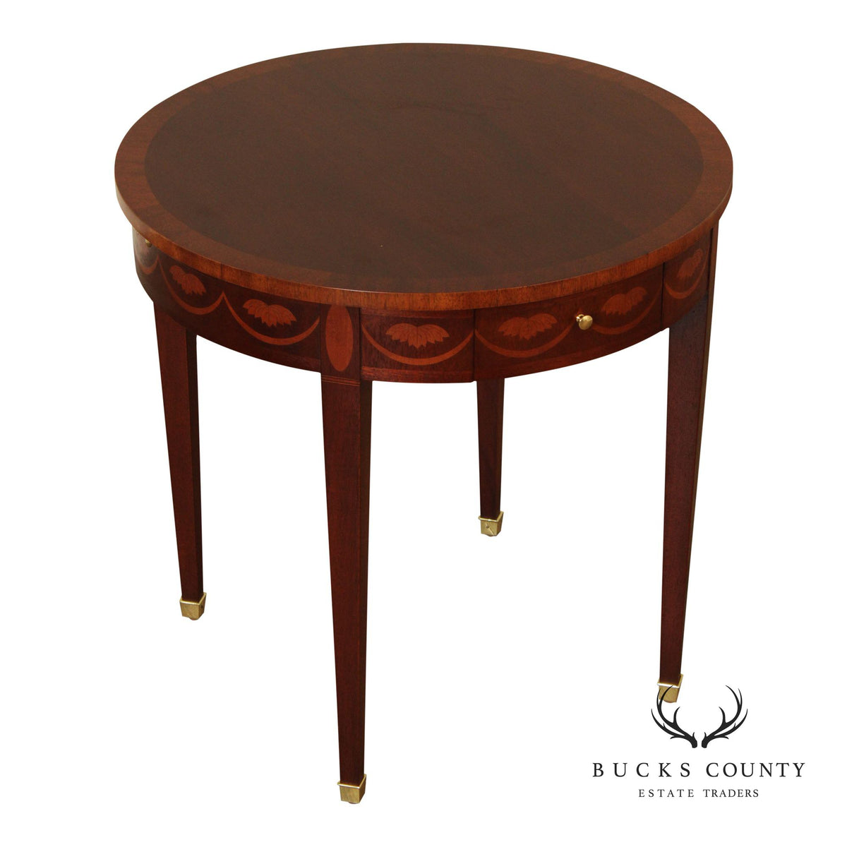 Baker Federal Style Inlaid Mahogany Round occasional Table
