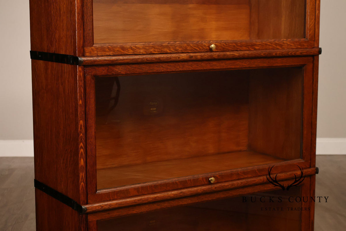 Macey Antique Oak Three Stack Barrister Bookcase