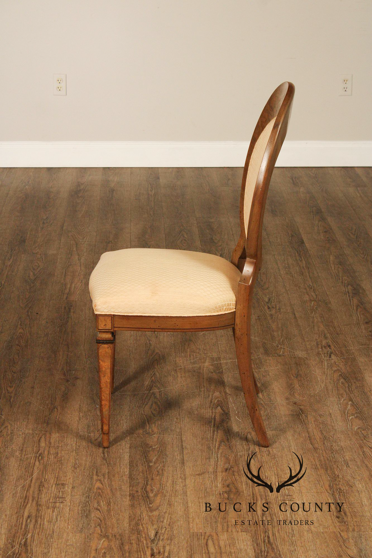 Biedermeier Style Set of Four Burlwood Dining Chairs