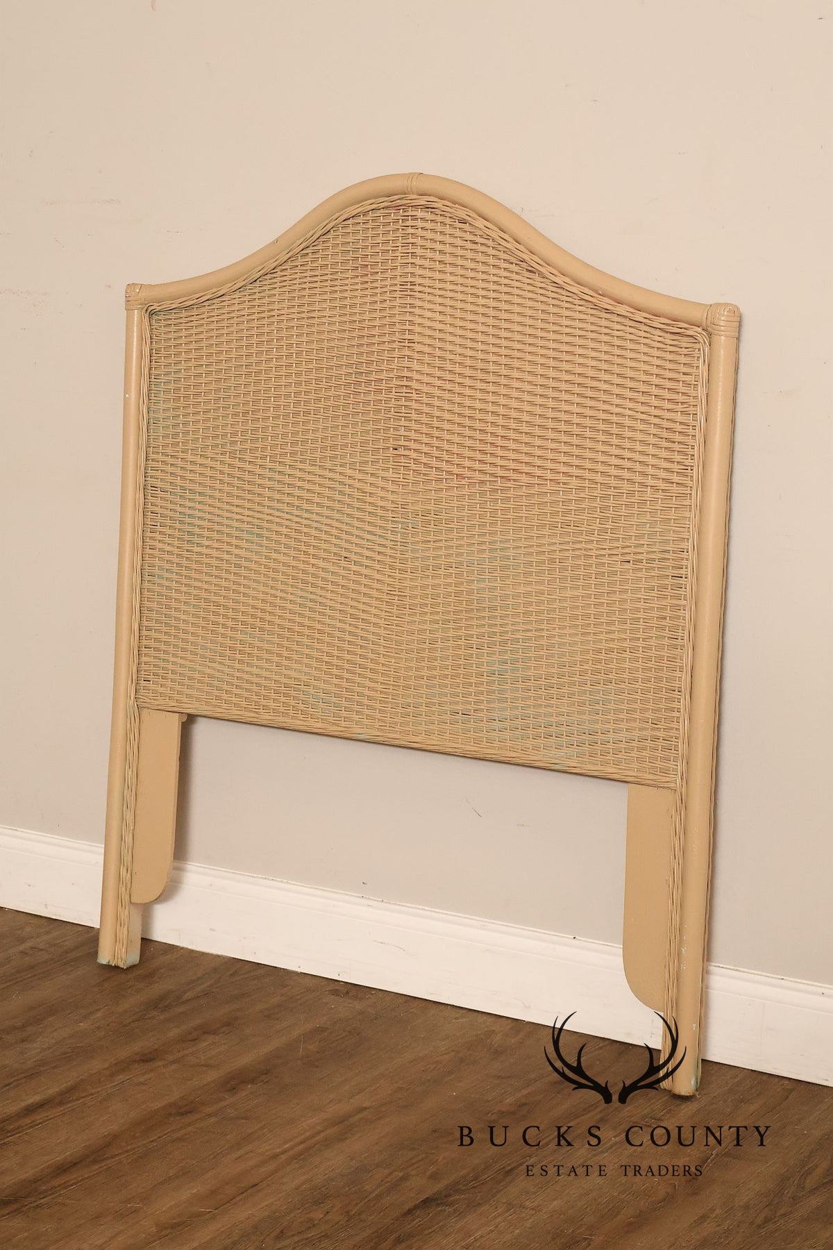 Vintage Coastal Style Pair of Twin Wicker Headboards