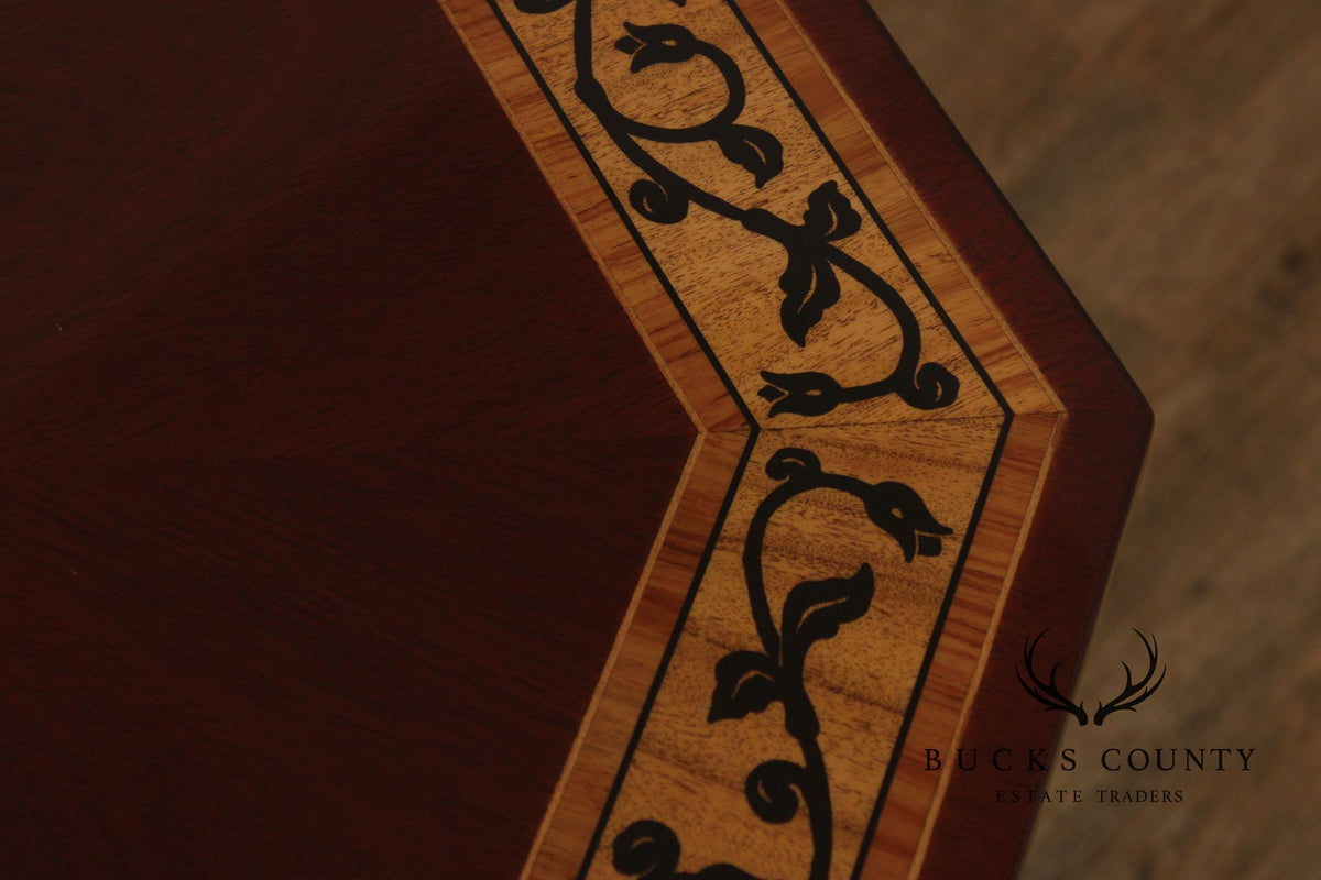 Kindel Furniture Inlaid Mahogany Pedestal Side Table
