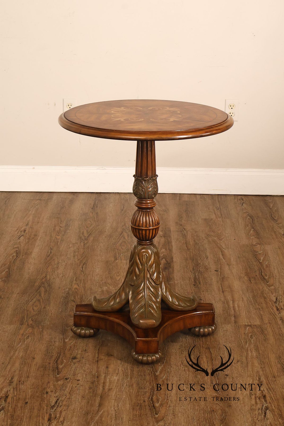 Maitland-Smith Empire Style Pair of Pedestal Side Tables