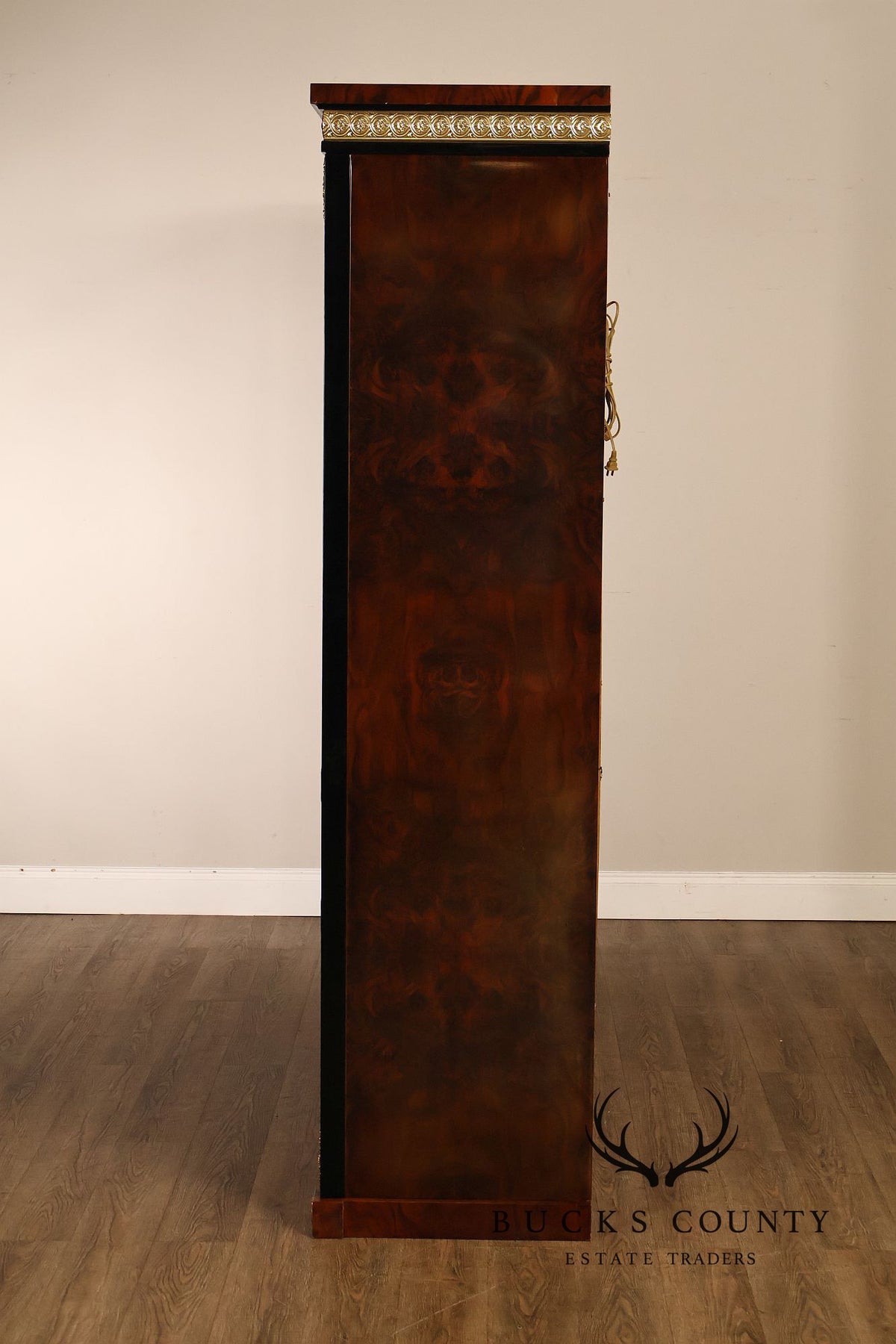 Empire Revival Style Lighted Display Cabinet Bookcase