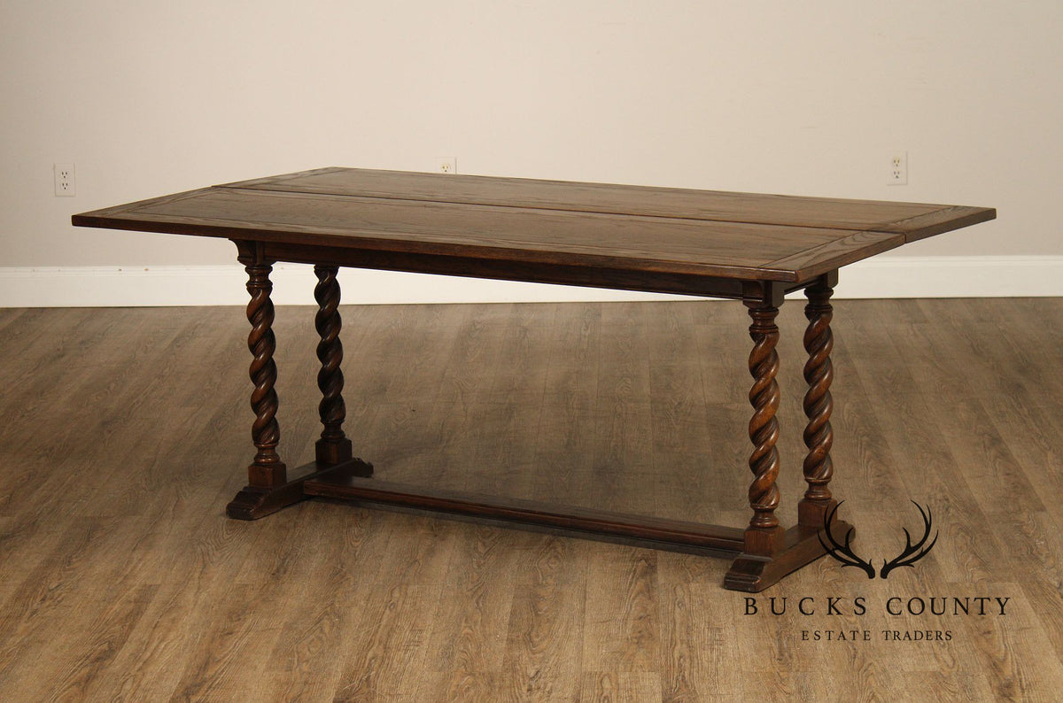 Jacobean Style Oak Barley Twist Library Console Table
