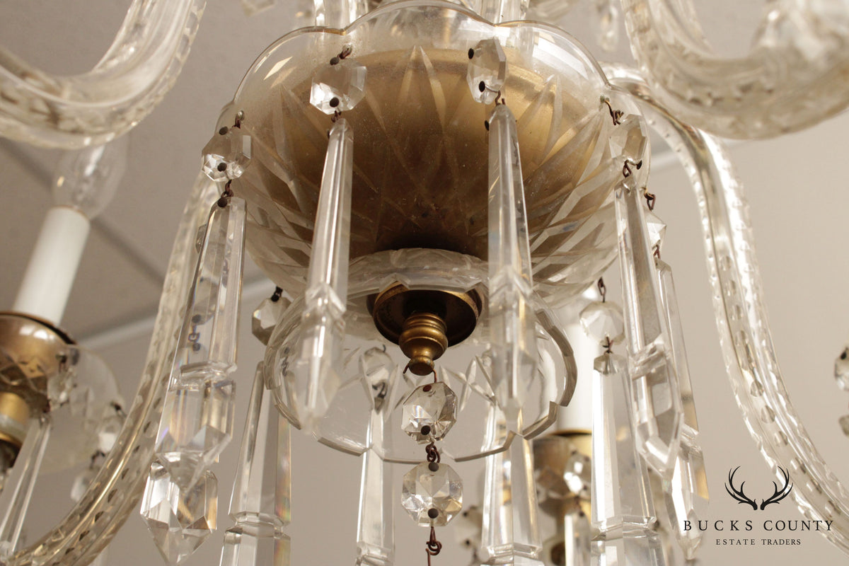 Antique Maria Theresa Style Crystal and Brass Chandelier