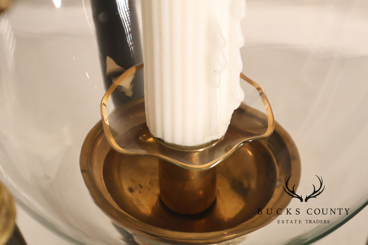 Empire Style Brass Swan And Marble Hurricane Candle Holder