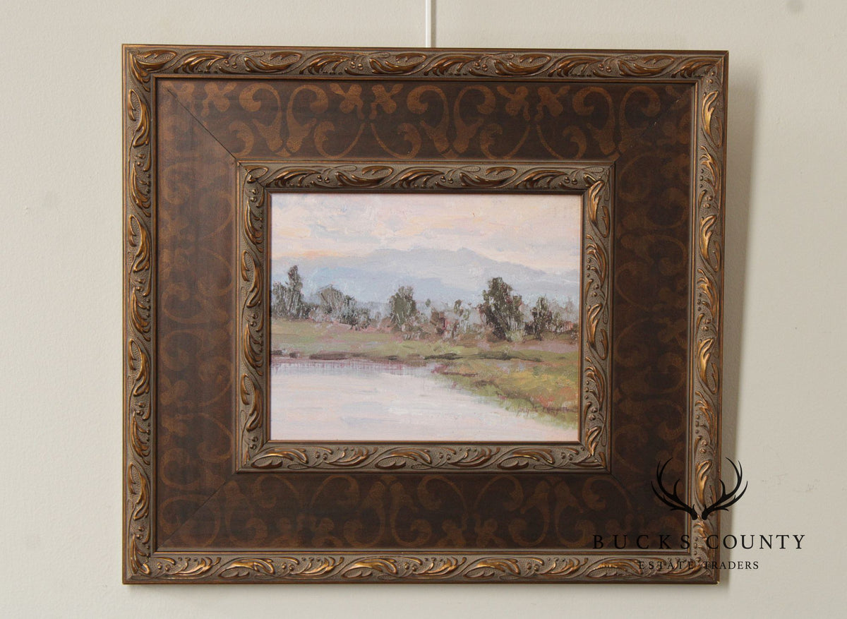 Impressionist Style Landscape Painting Riverbank