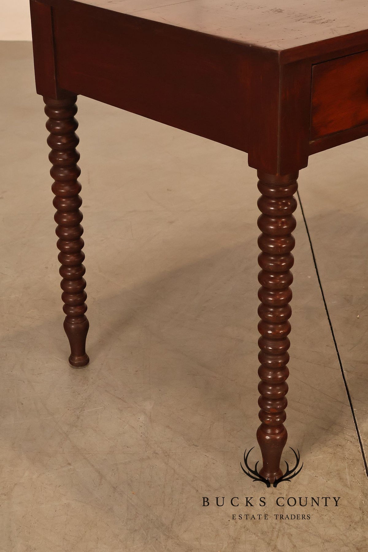Antique American Turned Leg One Drawer Writing Table