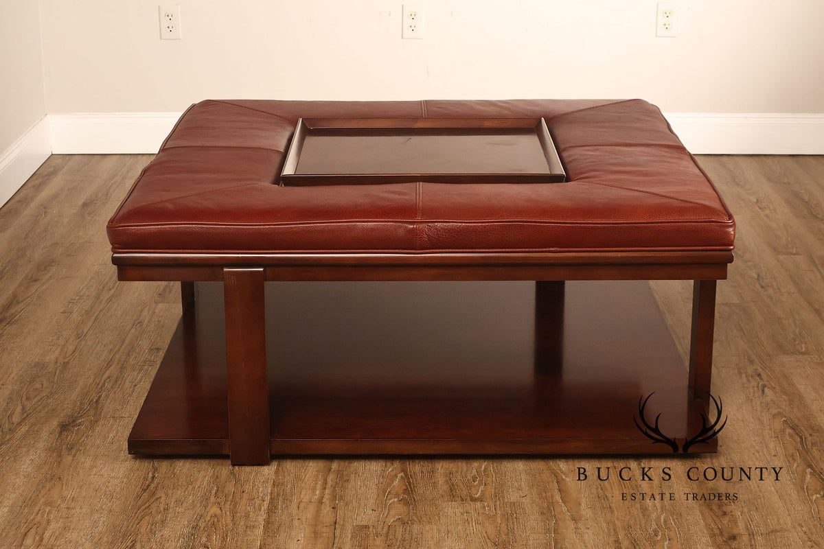 CTH Sherrill Occasional Leather Two-Tier Coffee Table