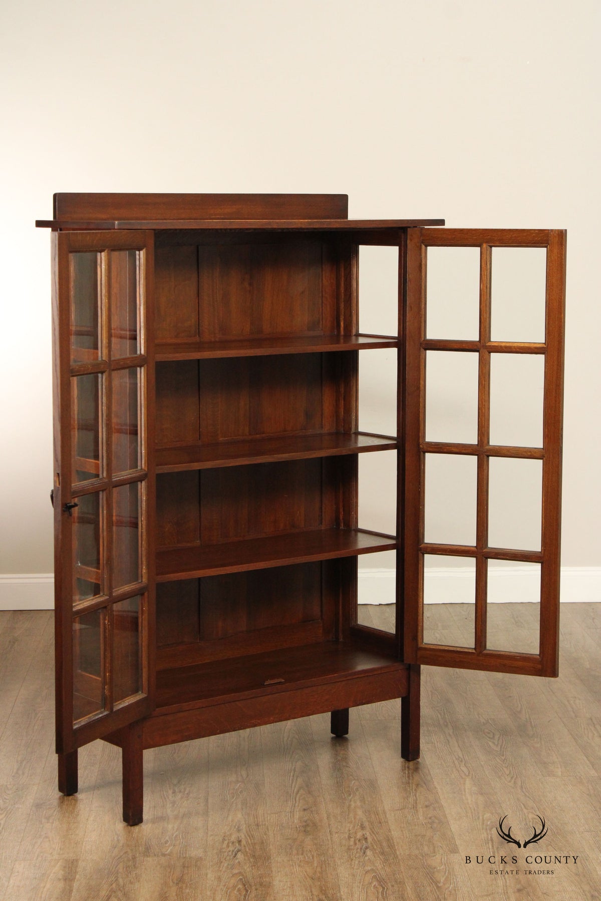 Gustav Stickley Antique Mission Oak and Glass Two-Door China Cabinet
