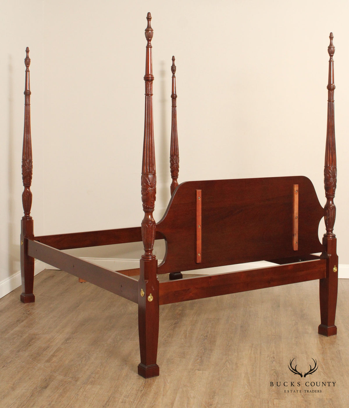 Councill Craftsmen Mahogany Rice Carved Queen Size Canopy Bed