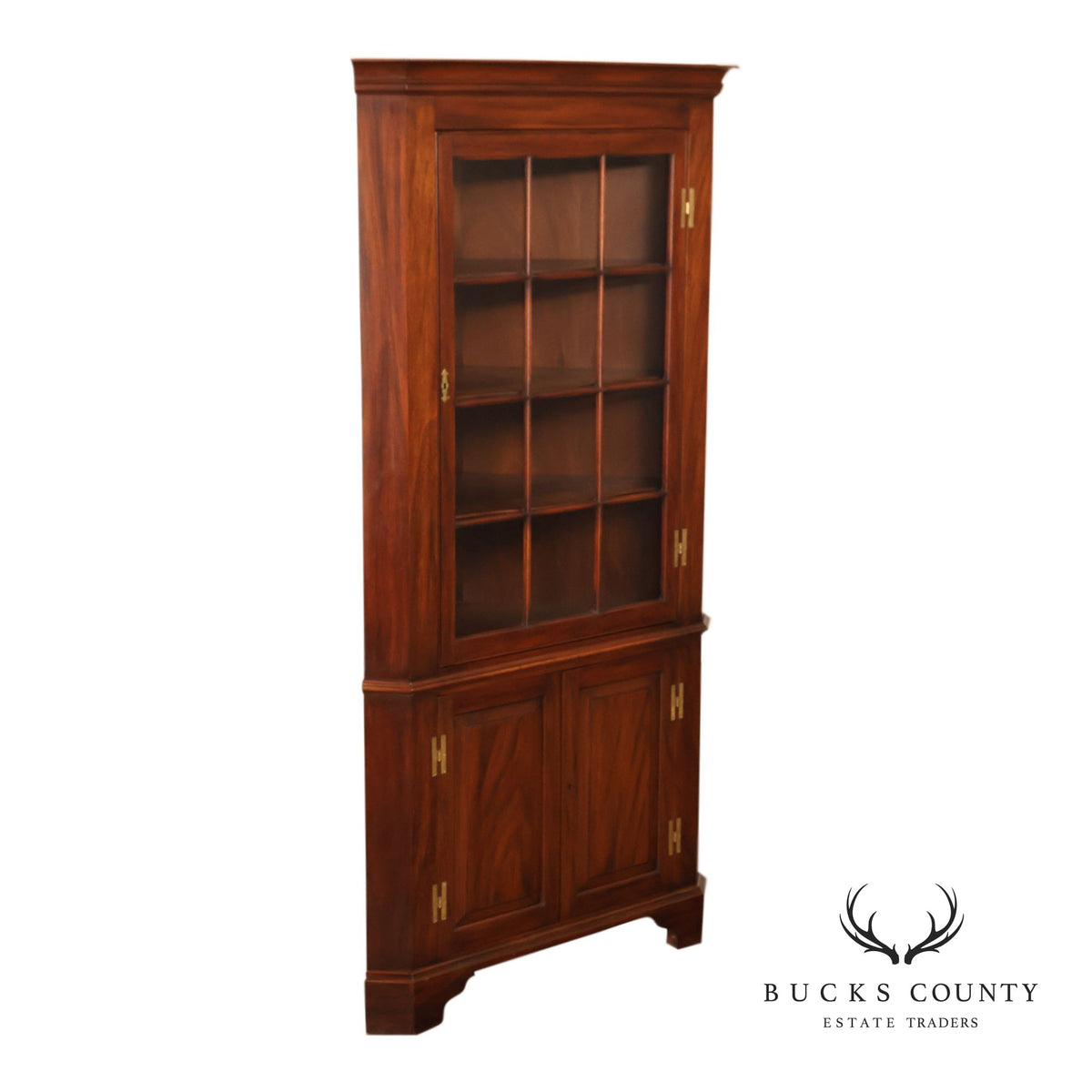 Henkel Harris Solid Mahogany Federal Style Corner Cabinet