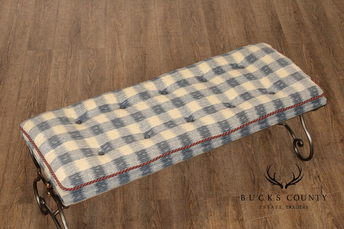 French Country Style Quality Forged Iron and Brass Window Bench