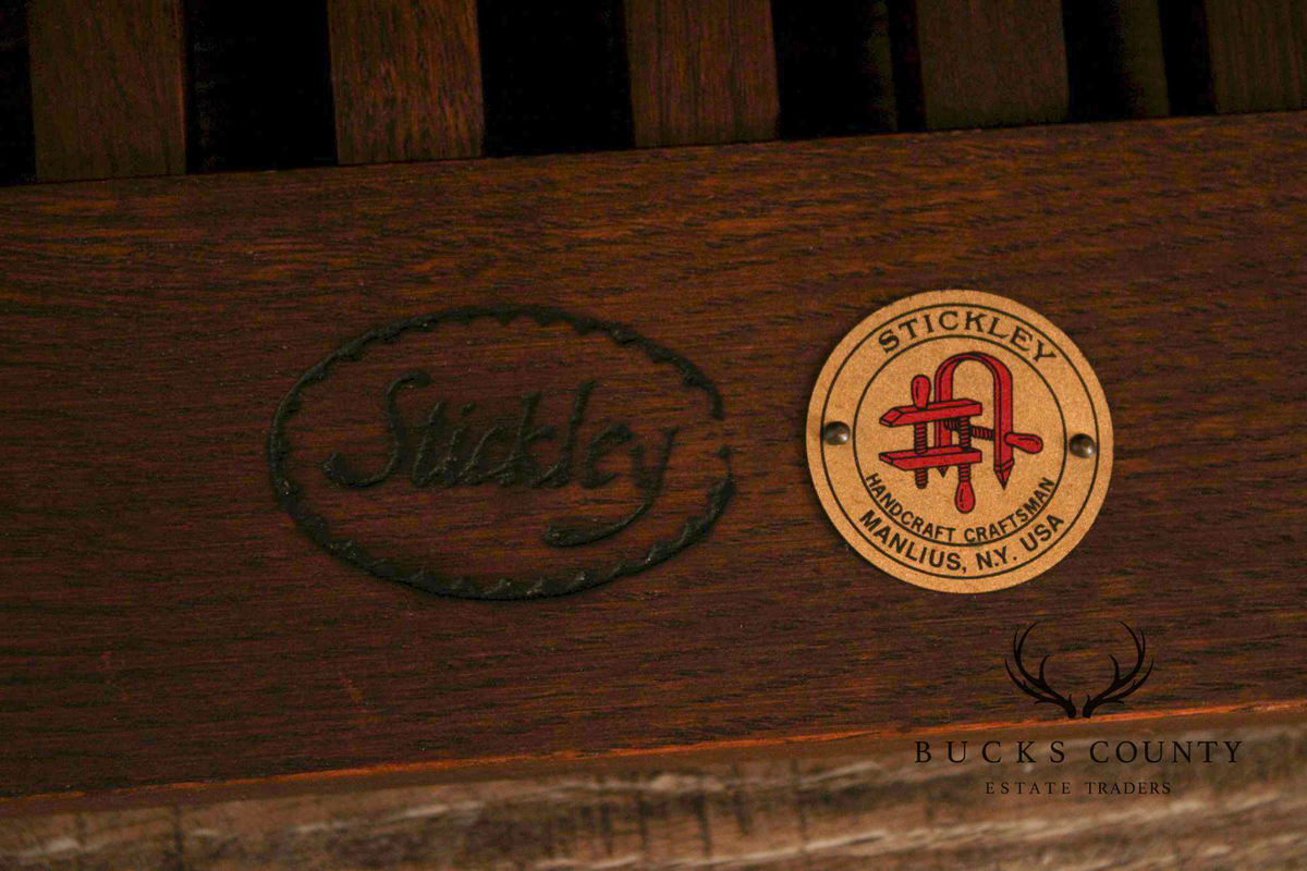 Stickley Mission Collection Oak and Leather Spindle Morris Chair