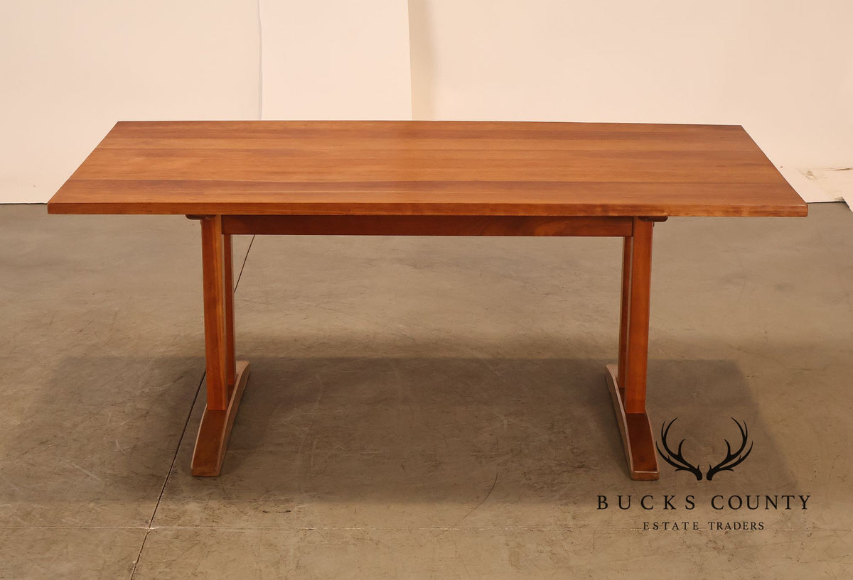 Stickley Cherry Double Pedestal Extension Dining Table With Two Leaves