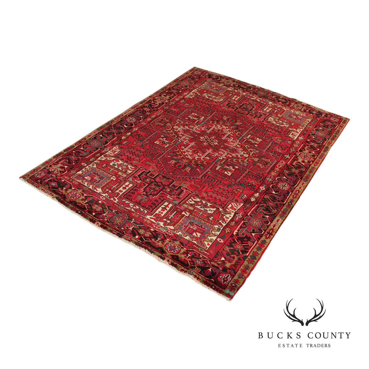 Vintage Persian Heriz Area Rug 7' 9" x 11' 1"