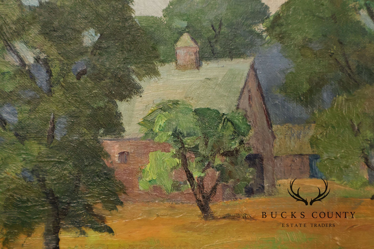 Alice Weed Framed Oil Painting, New England Farmstead