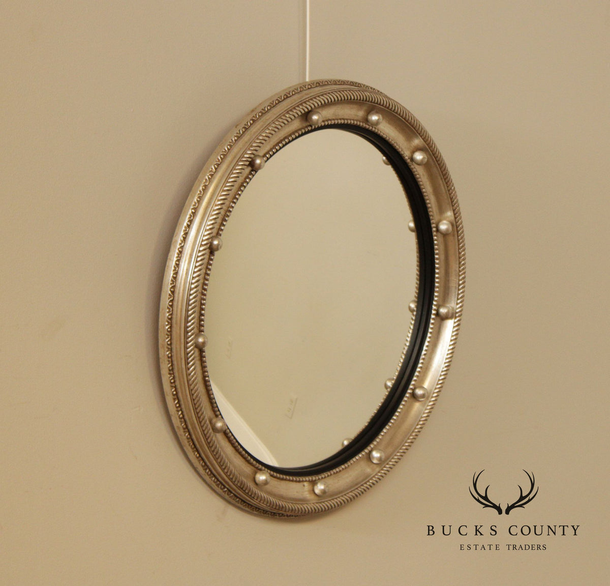 Friedman Brothers Round Silver Painted Bullseye Mirror