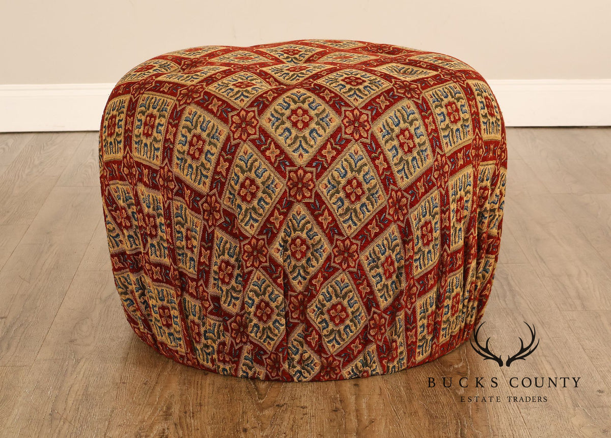 Moroccan Style Upholstered Pouf Ottoman